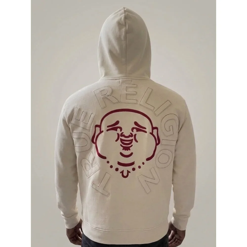 Mens True Religion Buddha Face Zip Hoodie